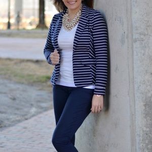Black and white striped blazer